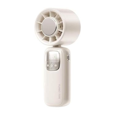 Imagem de Fenteer Fan do ventilador pendurado Handheld Fan dobrável Recarregável Multiplouse Fift Cor da velocidade do colapso Ajustável para acampamento interno ao ar, Branco