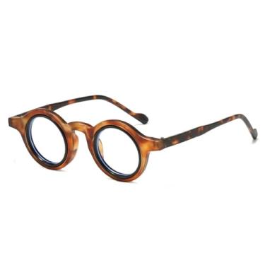 Imagem de JRLLFD Moda Pequeno Redondo Cor Dupla Mulheres Leopardo Óculos Armação Retro Punk Homens Lente Transparente (tamanho único/6)