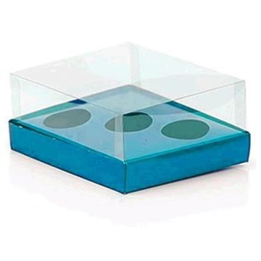 Imagem de Caixa Ovo de Colher Triplo  Meio Ovo de 50g a 80g  Azul  20,5 x 17 x 8