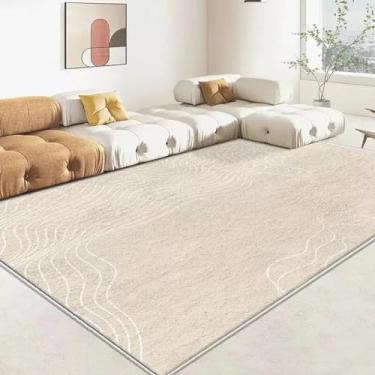 Imagem de Tapete moderno e luxuoso para sala de estar, estilo simples, mesas de centro, tapetes grandes para decoração de casa, cabeceira de quarto (200x200 cm)/sem fiapos)
