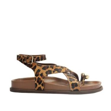 Imagem de Sandália Papete Animal Print Onça Metal Bold Arezzo Cor:;Tamanho:35-Feminino