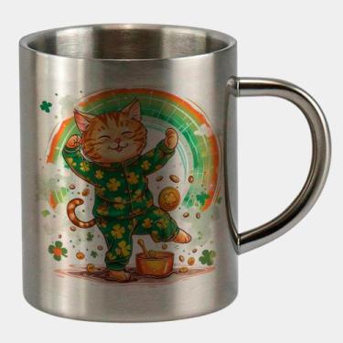 Imagem de Caneca de Inox Premium Prateada 400ml GATINHO PIJAMA ST PATRICKS DAY 5