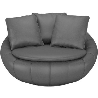 Imagem de Poltrona Giratória Decorativa Redonda Com Almofadas Saphire M22 Pu Preto - Mpozenato