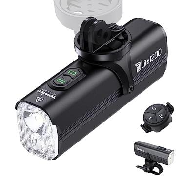 Imagem de TOWILD Luzes de bicicleta DLite1200 para equitação noturna, sistema de fonte de luz dupla de 1200 lm, luz frontal super brilhante para bicicleta, farol de bicicleta à prova d'água para montanha,