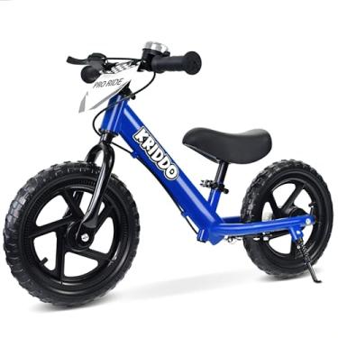 Imagem de KRIDDO Bicicleta de equilíbrio infantil profissional 2 3 4 5 anos de idade, bicicleta de empurrar de 30 cm com freio de mão, equilíbrio estável, bicicleta de presente para meninos e meninas, azul