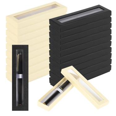 Imagem de BUWUSMU 42 peças, caixa de presente vazia, estojo de caneta com almofada, caixa de papelão com tampa transparente, estojo de exibição para presente, material de escritório, lembrança de aniversário