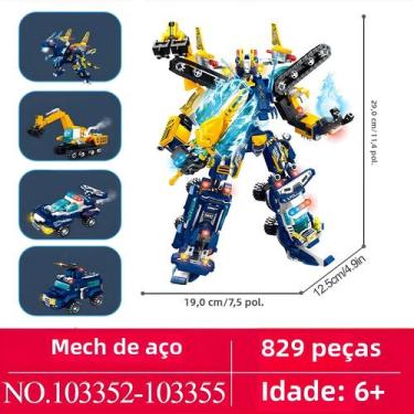 Imagem de Meninos Criativos Transformando Aço Mech Robô Mini Blocos De Construçã