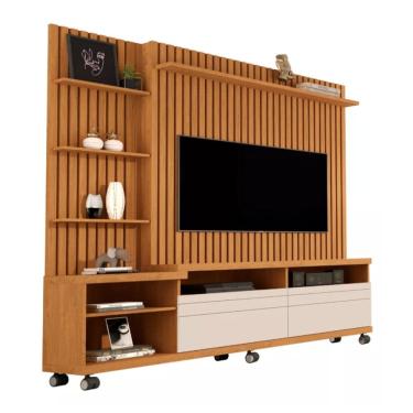 Imagem de Home Para Sala Tv Conjunto Rack Painel Ripado Nobre Grande