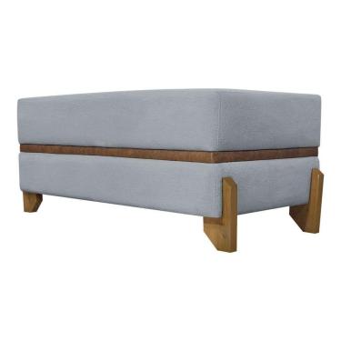 Imagem de Puff Recamier Kodama Para Cama King 200cm Pé Castanho Cinza Bouclé