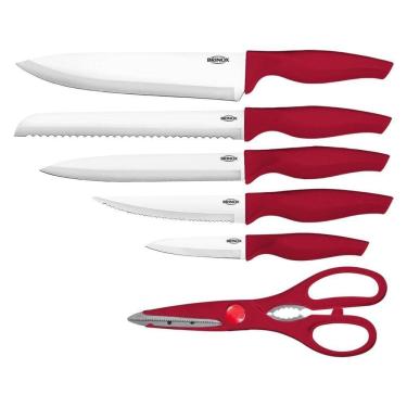 Imagem de Conjunto De Facas Com Cepo Brinox Cross7 Peças Vermelho