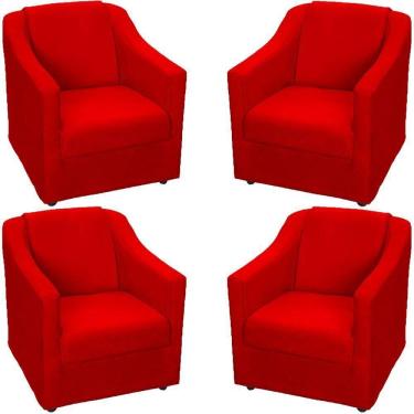 Imagem de Kit 4 Poltronas Mila Pé De Plástico Cromado - Vermelho Suede