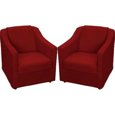 Imagem de Kit 2 Poltronas Mila Pé De Plástico Cromado - Bordô Suede