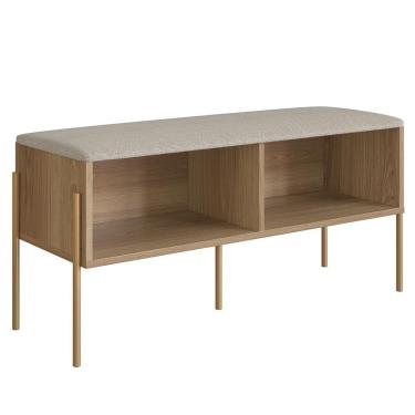 Imagem de Banco Sapateira Estofada Para Quarto Pé Metal Arlo A10 Hanover-dourado - Mpozenato
