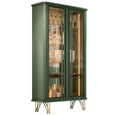 Imagem de Cristaleira De Vidro Com Espelho Alvora H01 Verde Pistache - Mpozenato