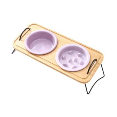 Imagem de Baoblaze Tigelas elevadas de cerâmica para cães, comedouros para animais de estimação com suporte, economizador de espaço, tigela moderna e elegante para, Roxo