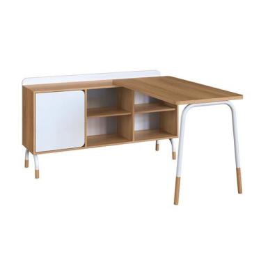Imagem de Escrivaninha em L Flexus 1 PT 1 GV Hanover e Branca 139 cm - Modern