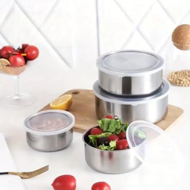 Imagem de Conjunto 5 Potes Herméticos Bavaria Com Tampa - Inox
