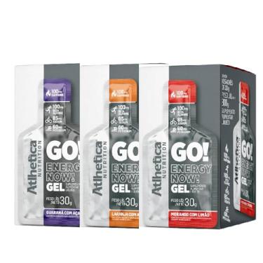 Imagem de Kit 3x Atlhetica Nutrition GO ENERGY NOW GEL (10 sachês de 30g), Cor: Multicolorido. (3x Caixas, 1x de Cada Sabor)