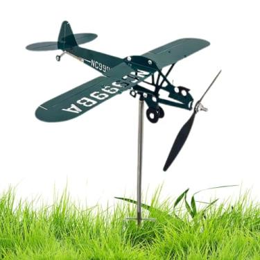 Imagem de Catavento de Avião Decorativo - Catavento De Avião Para Telhado,Escultura Giratória Em Metal Para Jardim Varrela E Relvado De Amantes De Avião