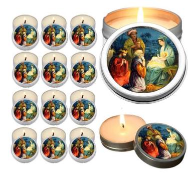 Imagem de 10 Velas Aromaticas Lembrancinhas Tres Reis Magos na Latinha Decoração