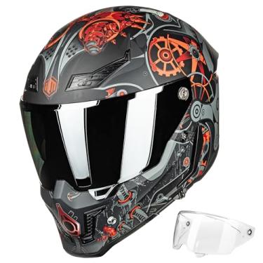 Imagem de ILM Capacetes De Motocicleta Para Adultos, Homens E Mulheres, Capacete Integral Dot Ece Powersports, Viseira Dupla, Corrida Rua Com Pinlock, Modelo Mf509 (Super Mecha Vermelho, P)