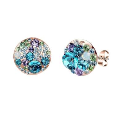 Imagem de Brincos de strass de cristal Swarovski multicoloridos para mulheres fashion S925 prata esterlina joia hipoalergênica