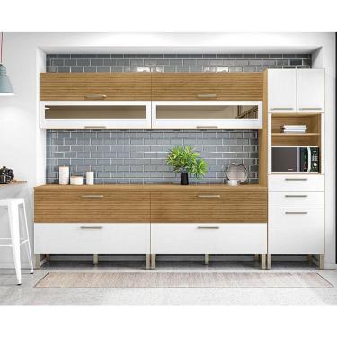 Imagem de Cozinha Modulada Ambiente Ametista Composição 3 Freijó Supremo Riapdo - Kits Paraná