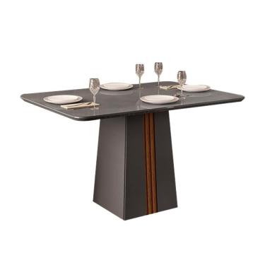 Imagem de Mesa De Sala Jantar Italia + Tampo Madeirado Vidro 120x90cm Cinza Urbano/freijo/cinza Urbano