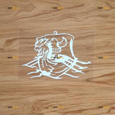 Imagem de Adesivo de vinil para navio viking cabeça de dragão capacete de guerreiro nórdico Odin Nord - branco 15 cm - para copo de laptop de carro, barco, sem fundo cortado