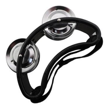 Imagem de CTWHA Kit de tambor de percussão Pandeiro de pé com acessórios de guitarra de sino de metal ABS Instrumentos de design de corpo de plástico preto