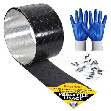 Imagem de Royilink Chapa De Alumínio Preta Com Relevo Em Forma De Diamante – Placa De Verificação De Piso Fino De 0,025 Pol. – Proteção De Pedra Para Reboque De Carga, Rv, Trailer E Projeto Faça Você Mesmo –