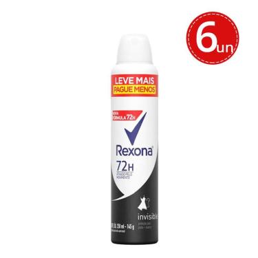 Imagem de Kit Desodorante Antitranspirante Aerosol Rexona Invisible 72 horas - 250ml - 6 Unidades