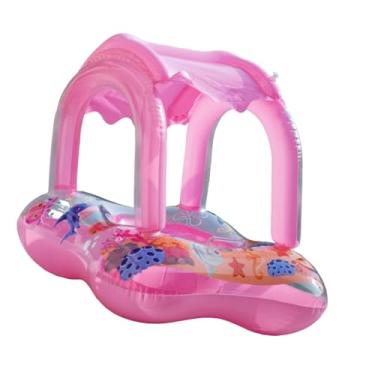 Imagem de SM SunniMix Boia de piscina engraçada com cobertura, boia de natação inflável, brinquedo aquático, tubo de natação para piscina, praia, ao ar livre, crianças, com Alça Sem Sino