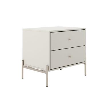 Imagem de Mesa de Cabeceira Jasper 2 Gavetas Off White e Champanhe