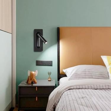 Imagem de GZZBMY Lâmpada de parede com interruptor de rotação de 350° LED luzes de parede internas ângulo ajustável arandela de parede de cabeceira alumínio moderno para quarto cabeceira hotel leitura corredor