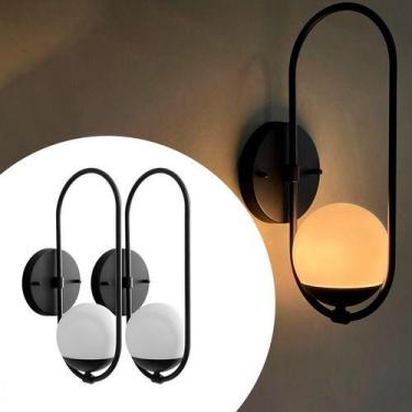 Imagem de Kit 2 Arandela Luminária De Parede Moderna Jabuticaba Com Vidro Globo 