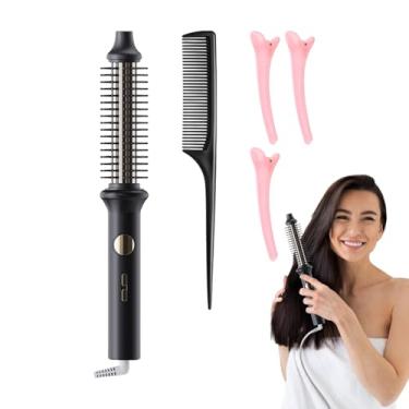 Imagem de Rrlihjgu Escova Modeladora,Escova Modeladora Elétrica Para Ondulação - Modelador Sem Danos Pente de Caracóis Volume Ferramenta com Auto Desligamento