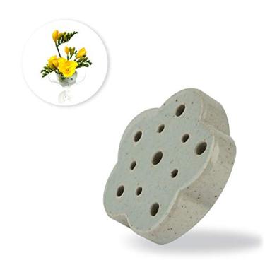 Imagem de CLAYFLAG – Suporte floral, sapo ecológico arranjo de flores, arranjos florais em forma de lótus trazendo felicidade e riqueza, sapo de flor para arranjos florais, suporte de flor de sapo (7 cm) (branco)