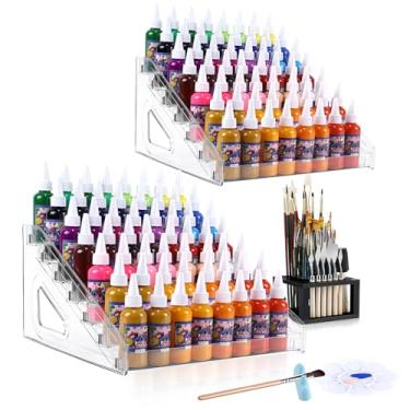 Imagem de NOELNEXUS Pacote com 2 prateleiras organizadoras de tinta acrílica transparente e 7 camadas, armazenamento de esmalte e tinta artesanal para frascos de 59 ml