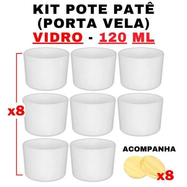 Imagem de Kit Potes De Vidro Patê Branco C/Tampa 120Ml