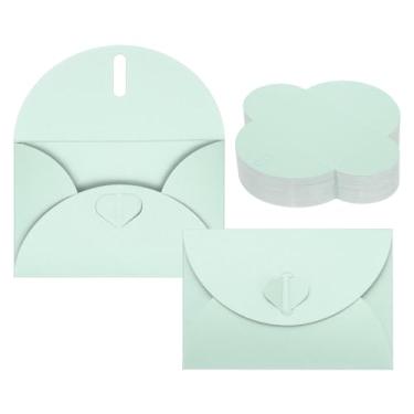 Imagem de PATIKIL Pacote com 100 envelopes pequenos de vales-presente com fecho de coração, mini cartões azuis claros para cartão de visita, Páscoa, casamento, saudação de casamento, convite de festa de
