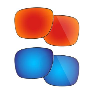 Imagem de Fiskr Lentes polarizadas de substituição para óculos de sol Oakley TwoFace (OO9189) com revestimento antiarranhões, água salgada e antipoeira (vermelho fogo e azul gelo)