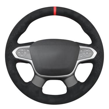 Imagem de MEWANT Capa de volante preta costurada à mão para Chevrolet (Chevy) Colorado 2015-2022/Traverse 2018-2024/GMC Canyon Acessórios de volante para Chevrolet Colorado