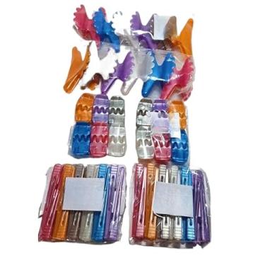 Imagem de kit 60 acessórios de piranha bico de pato presilha salão tridente prendedor de cabelo (perolado)