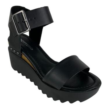 Imagem de Sandalia Anabela Plataforma Feminina Bottero em Couro Preto Cor:Preto;Tamanho:38