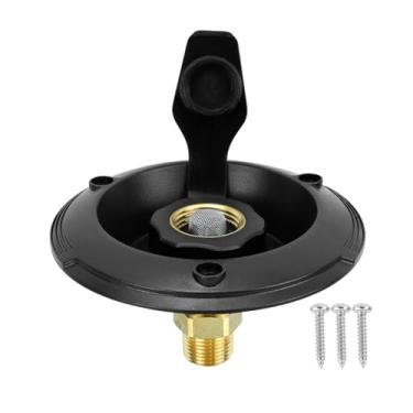 Imagem de Fenteer Flange de enchimento de água potável macho NPT de 1/2" em latão para RV, entrada de água doce para RV marinho, Preto