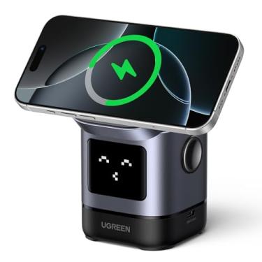 Imagem de UGREEN Suporte carregador sem fio de 15 W certificado Uno Qi2, estação de carregamento dobrável 2 em 1 compatível com iPhone 16/15/14/13/12, AirPods 2/3/4/Pro (sem adaptador AC)