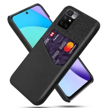 Imagem de Capa para Xiaomi Redmi 10,Tela e tampa de couro PU,Antideslizante,360°cobertura completa à prova de choque com 1 slot de cartão atrás,Prevenção de queda-Black