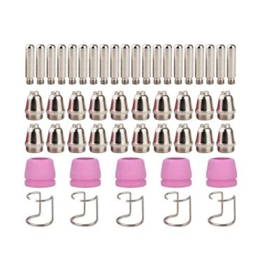 Imagem de Kit de consumíveis de tocha de corte de plasma com 50 peças, bocal para copo de eletrodo adequado para cortador de plasma TOOLIOM TL-50C TL50C 50A de alta frequência