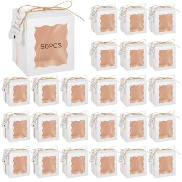 Imagem de 50 caixas de presente transparentes para velas, embalagem quadrada branca com etiquetas de agradecimento, caixa de vela de 293 ml com barbante para lembrancinhas, casamentos e aniversários